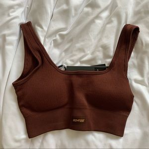 bo+tee brown ribbed sports bra